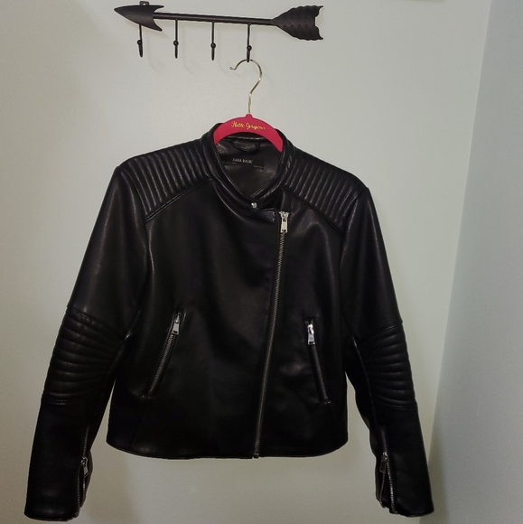 Zara Jackets & Blazers - Zara Basic Faux Vegan Leather Moto Jacket XL